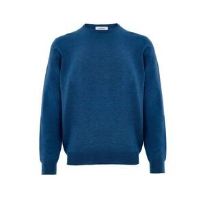 Gran Sasso Wool Sweatshirt with Ribbed Trims Men Blue Sweaters